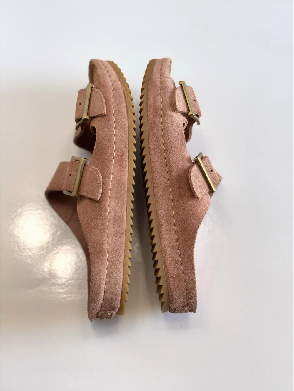 Clarks Brookleigh Sun Slides Women's 9M Dusty Rose Suede Straps Buckles Sandals - Picture 7 of 14
